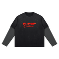 P-Pop Culture Karan Aujla Unisex Vintage Wash Distressed Layer T-Shirt