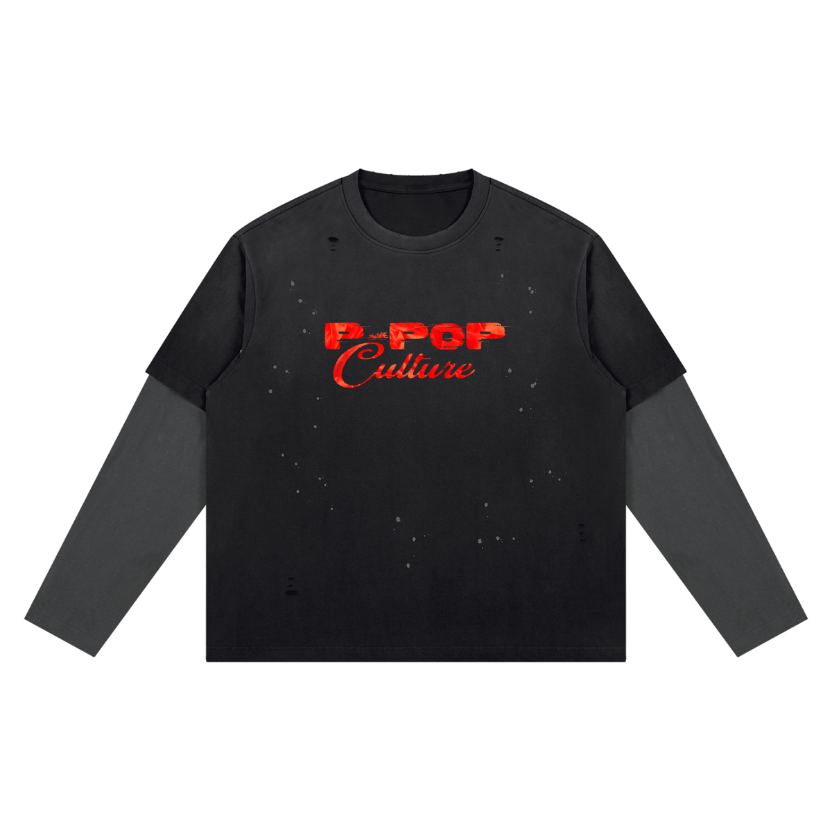 P-Pop Culture Karan Aujla Unisex Vintage Wash Distressed Layer T-Shirt