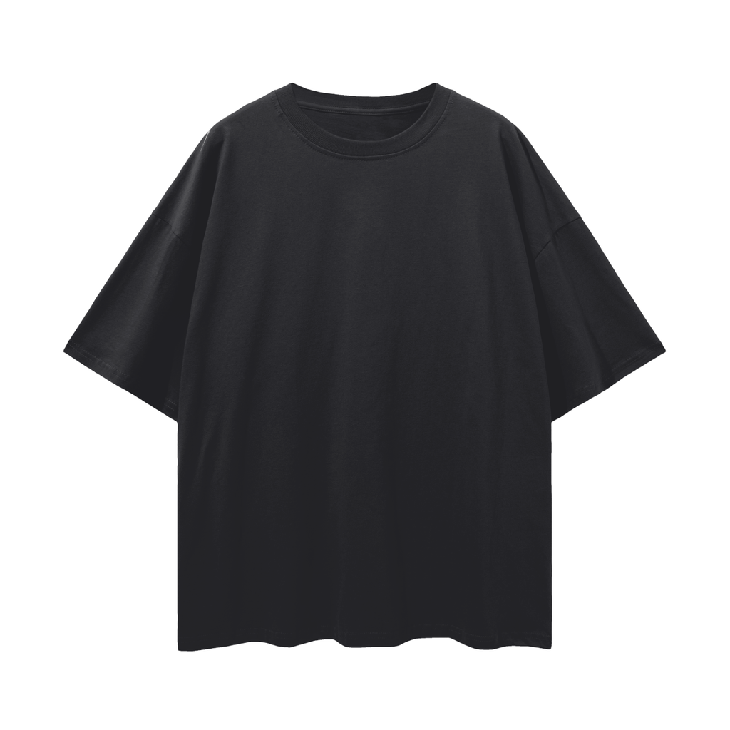 Black Plain Oversize Deep Drop Shoulder Tee