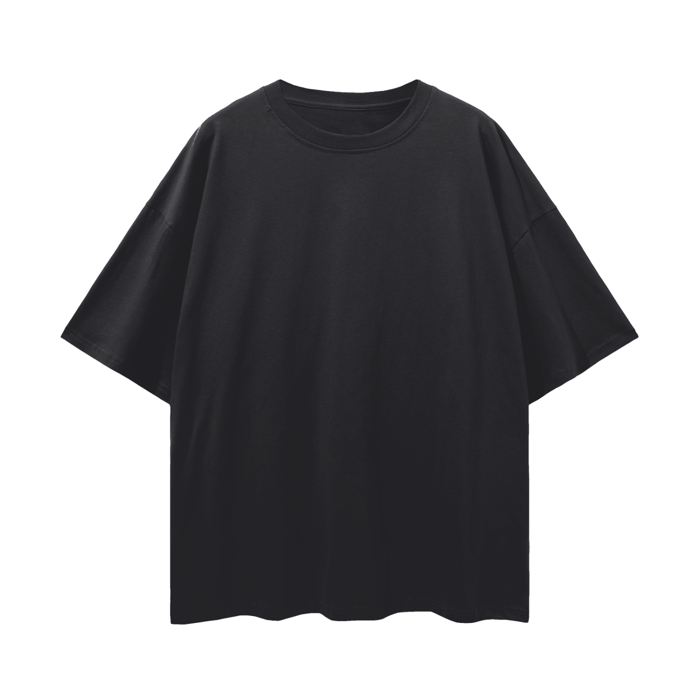 Black Plain Oversize Deep Drop Shoulder Tee