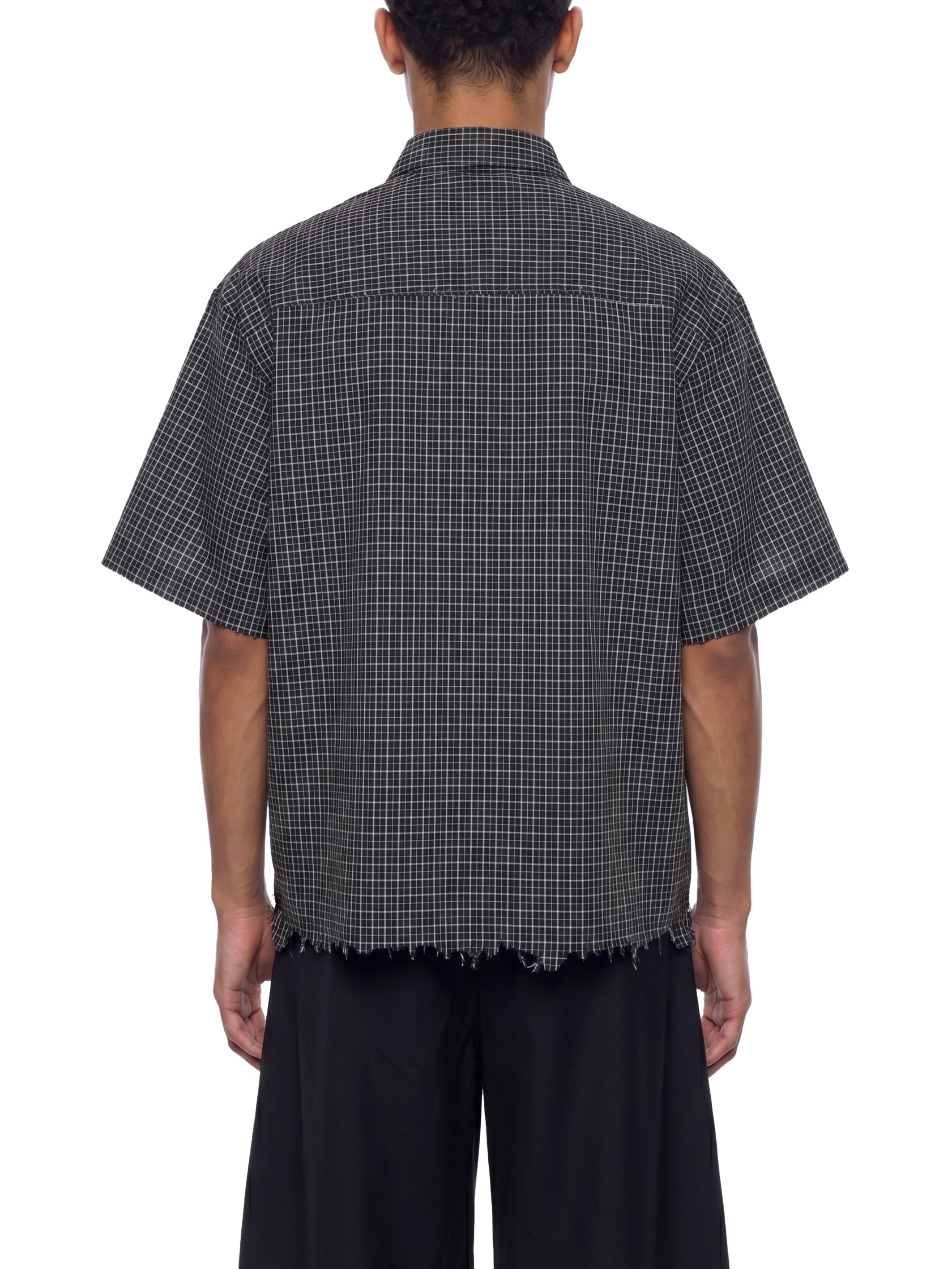 Distressed Plaid Boxy Shirt