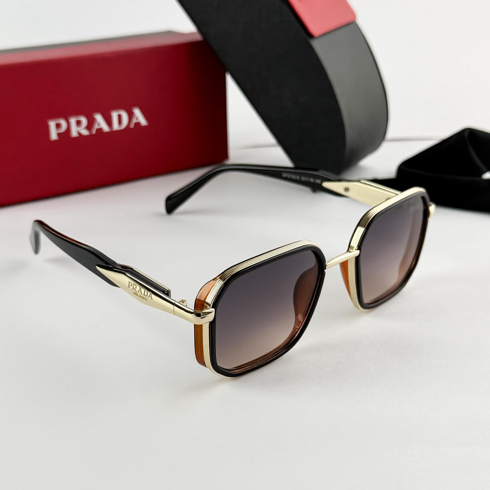 Prada Sunglasses Gold Amber Accented Frame