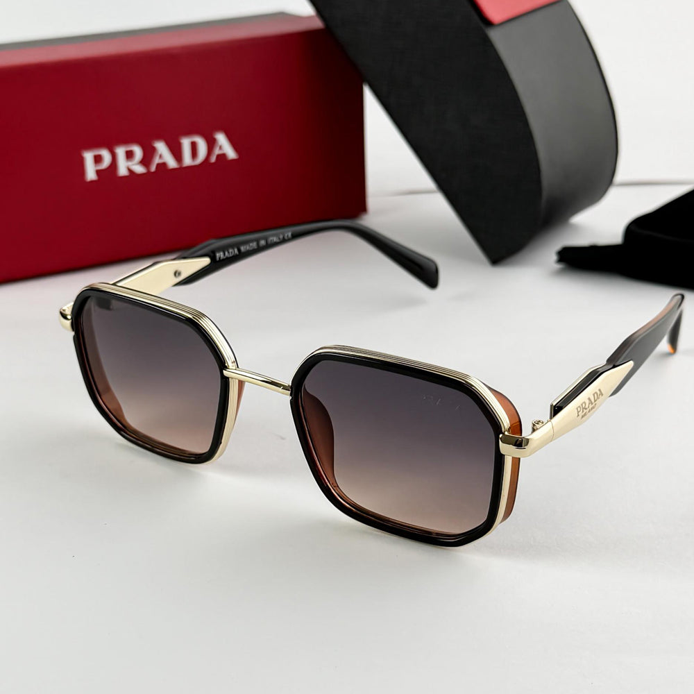 Prada Sunglasses Gold Amber Accented Frame