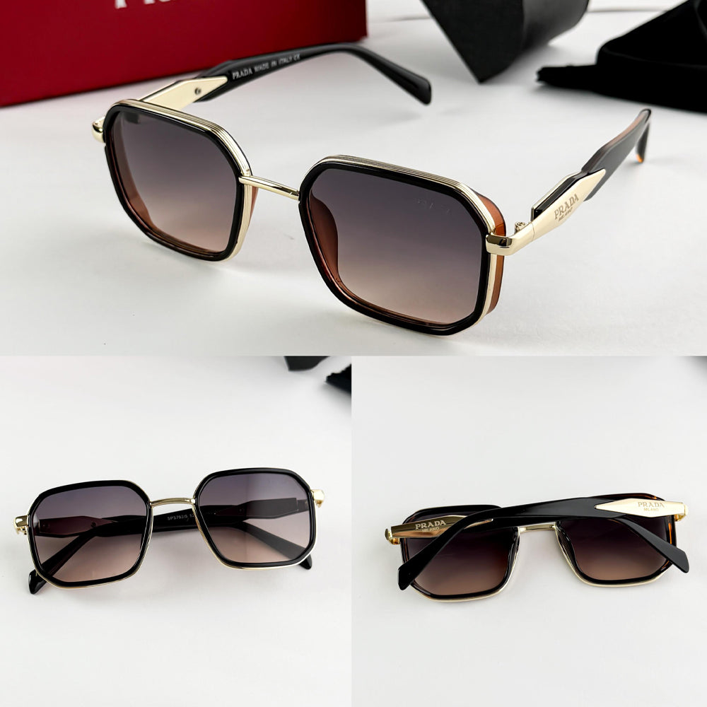 Prada Sunglasses Gold Amber Accented Frame