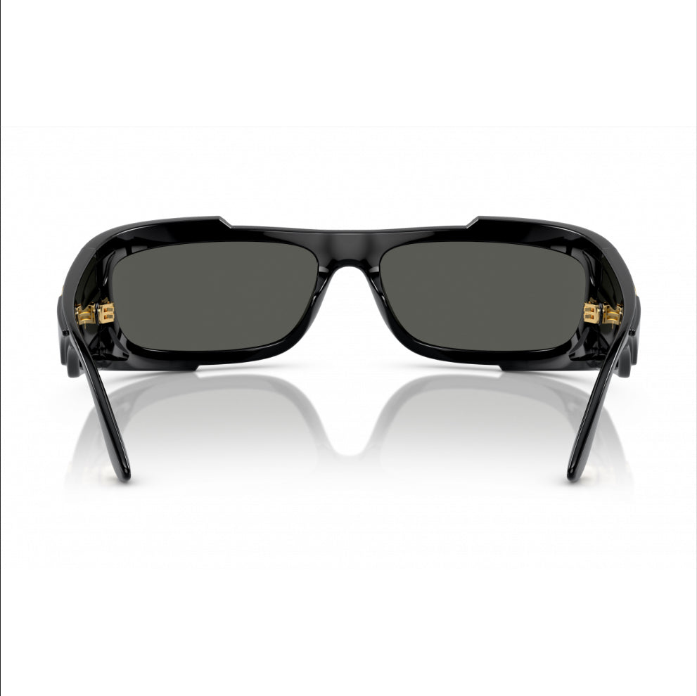 Versace Sunglasses Black Gold Medusa Glossy Wrap
