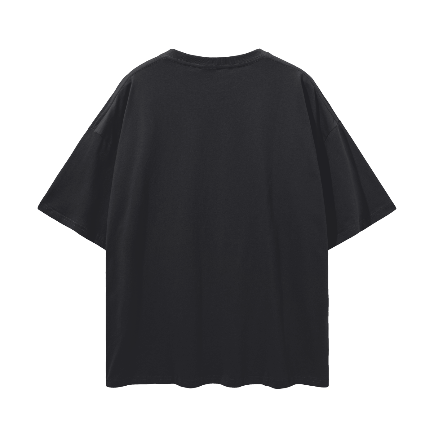 Black Plain Oversize Deep Drop Shoulder Tee
