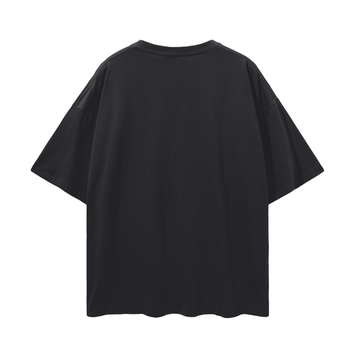 Black Plain Oversize Deep Drop Shoulder Tee