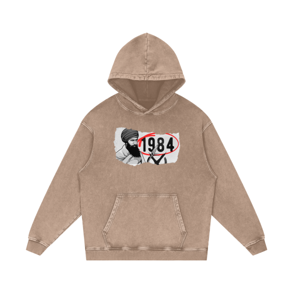 Sant Jarnail Singh Bhindranwale 1984 Acid Wash Oversize Hoodie - Image 5
