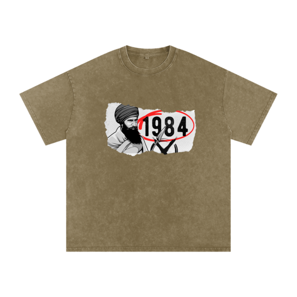 Sant Jarnail Singh Bhindranwale 1984 Acid Wash Oversize T Shirt - Image 5