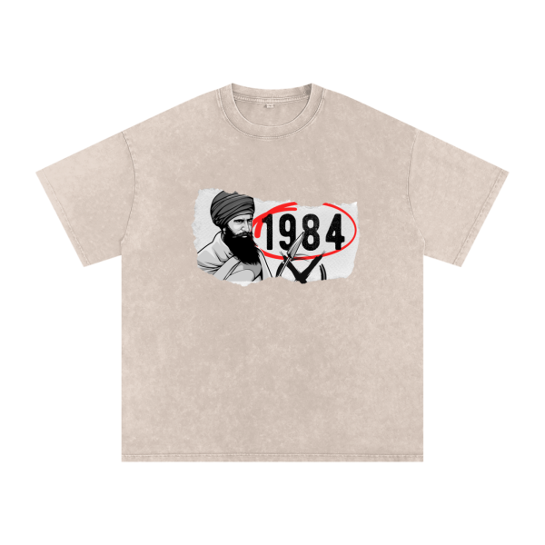 Sant Jarnail Singh Bhindranwale 1984 Acid Wash Oversize T Shirt - Image 3