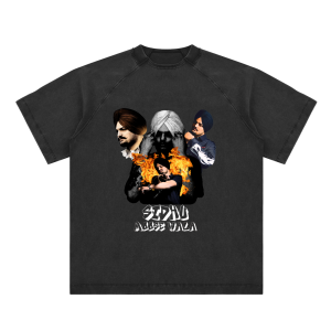 Sidhu Moose Wala Vintage Washed Cotton T Shirt