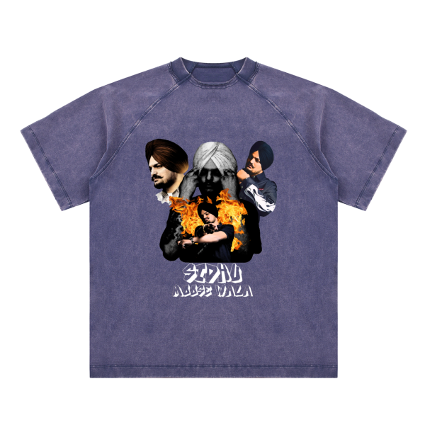 Sidhu Moose Wala Vintage Washed Cotton T Shirt - Image 3