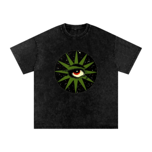 Unisex Galactic Eye Acid Wash Oversized Tee