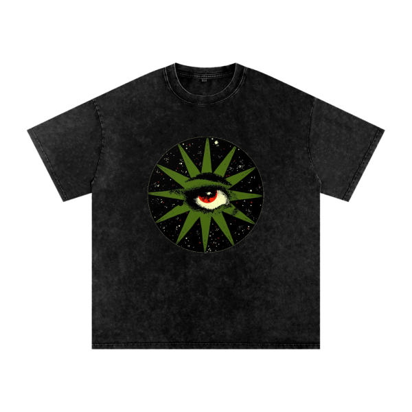 Unisex Galactic Eye Acid Wash Oversized Tee