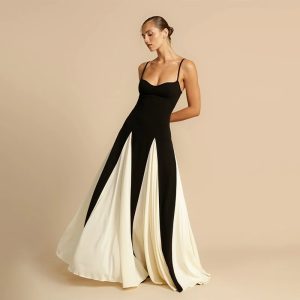 French Style Elegant Square-neck Sleeveless Long Dress