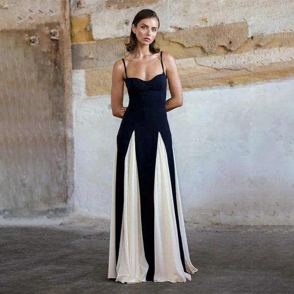 French Style Elegant Square-neck Sleeveless Long Dress - Image 3