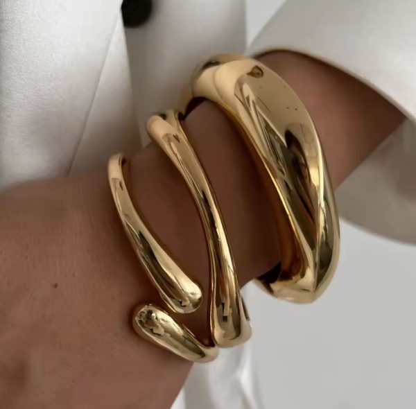 Metal Cuff Bangles Punk Gold