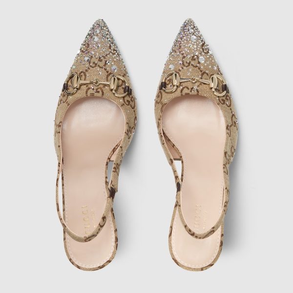 GUCCI WOMEN'S SLINGBACK PUMP WITH CRYSTAL HORSEBIT - Image 2