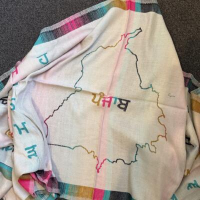 Punjabi Udda Aada Shawl With Punjab Map | Kurta Pajama | Punjabi Wedding Jaago Shawl