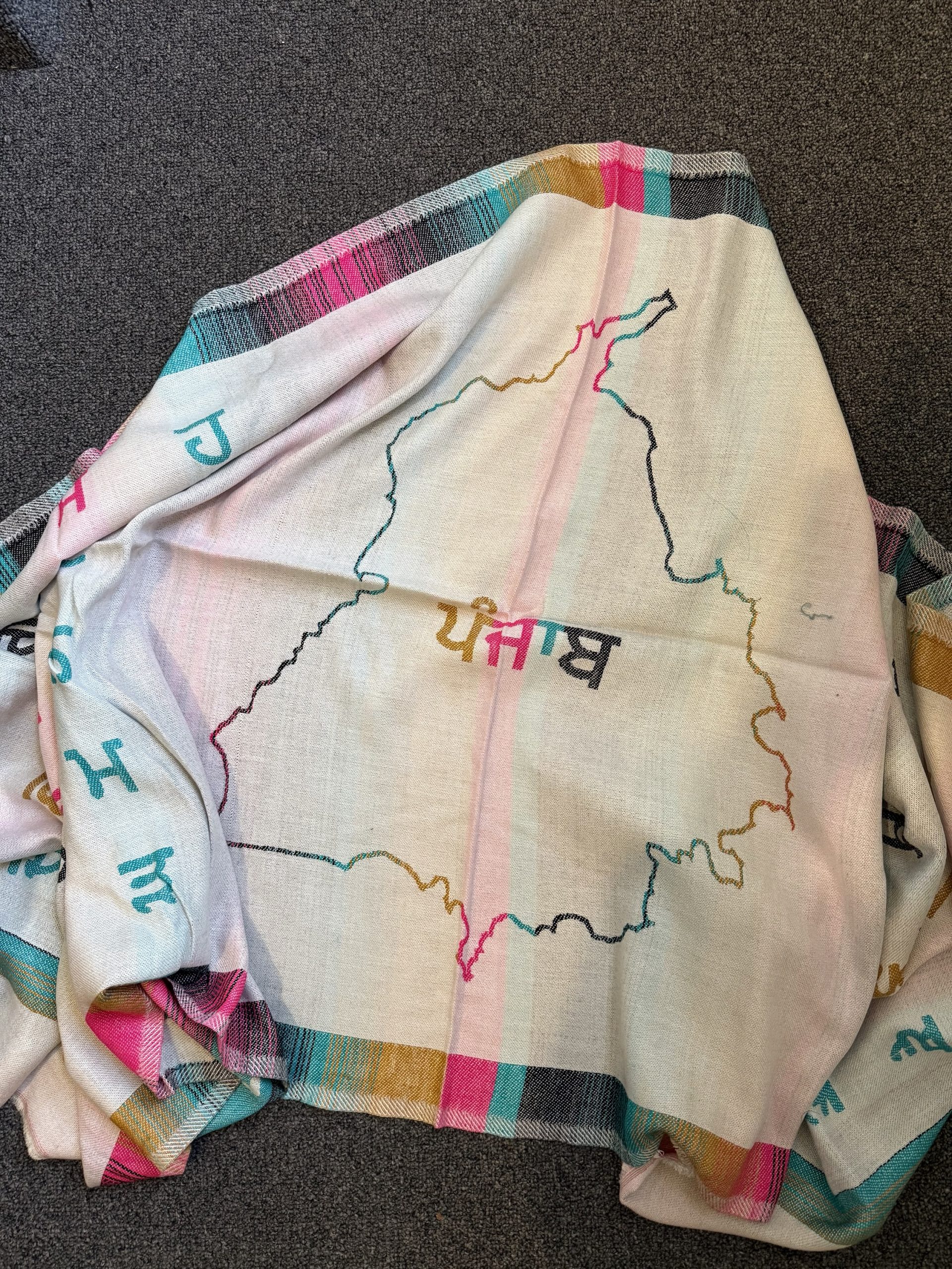Punjabi Udda Aada Shawl With Punjab Map | Kurta Pajama | Punjabi Wedding Jaago Shawl