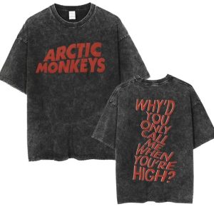 Arctic Monkeys “Why’d You Only Call Me When You’re High?” Vintage Acid Wash T-Shirt Unisex