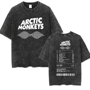 Arctic Monkeys AM Tracklist Vintage Acid Wash T-Shirt – Indie Rock Graphic Tee Unisex