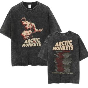 Arctic Monkeys North American Tour 2023 Vintage Acid Wash T-Shirt – Indie Rock Concert Band Tee Unisex
