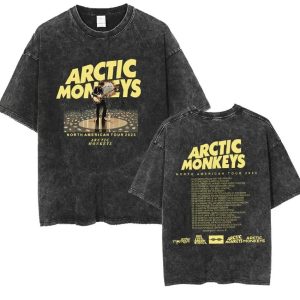 Arctic Monkeys North American Tour 2023 Vintage Acid Wash T-Shirt – Indie Rock Concert Band Tee Unisex